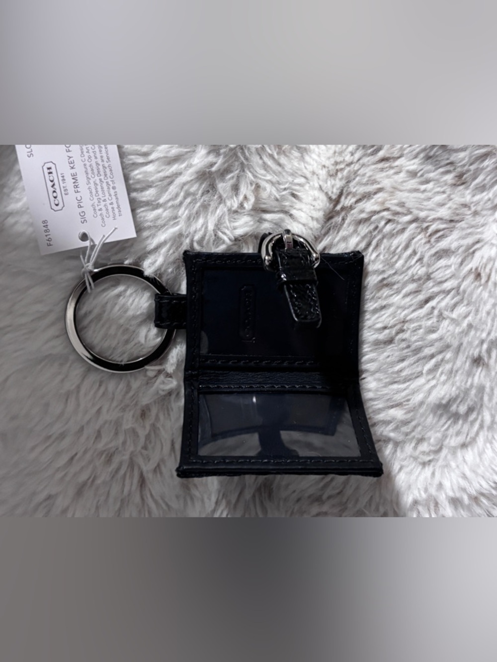 NWT Vintage Y2K COACH Signature Black Bag Charm with Photo Slot - Picture 3 of 5